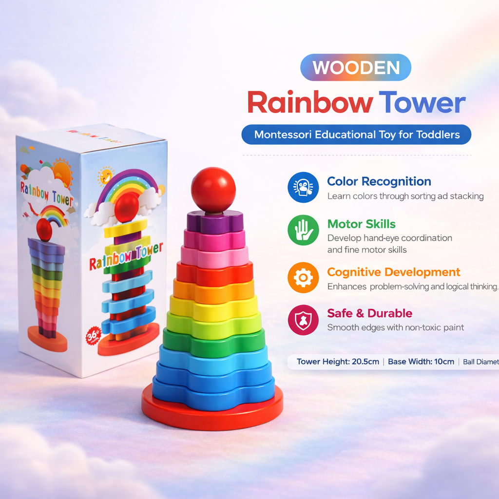 Montessori Rainbow Tower for Smart Learning
