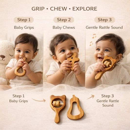 Wooden Teether Combo Age ( 0-12 Month)