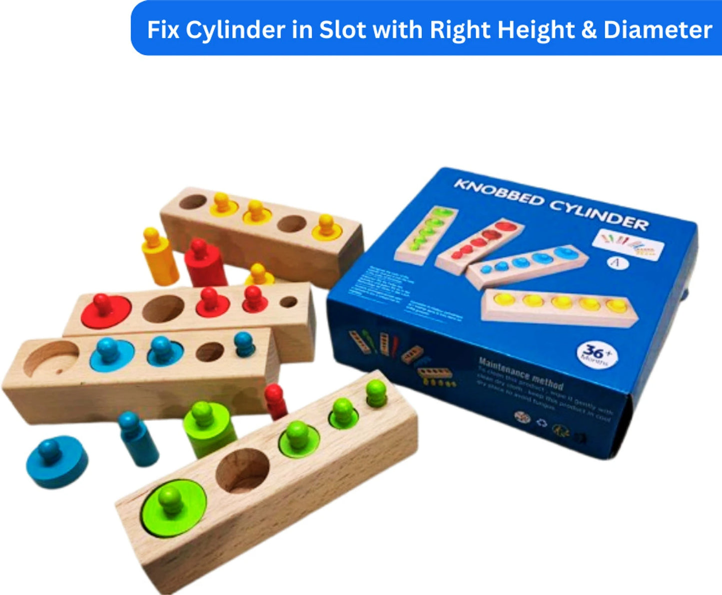 Wooden Knobbed Cylinder Puzzle Mamakarttoys