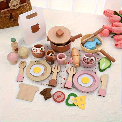 Wooden Premium  Kitchen and Cooking Set Mamakarttoys