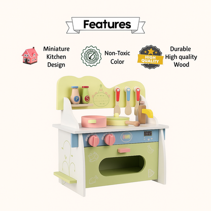 Wooden Multicolor Kitchen Set Toy Detachable Gas Stove Kitchen Children Play House