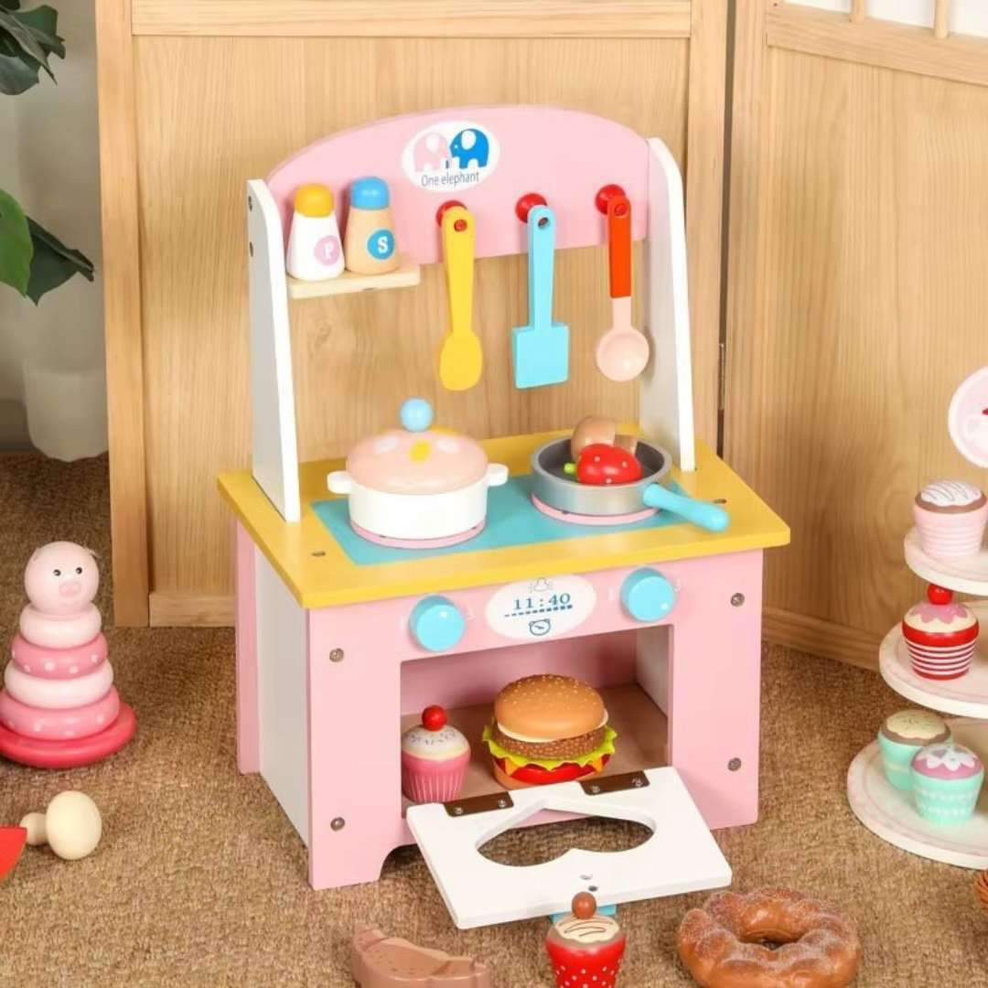 Wooden Multicolor Kitchen Set Toy Detachable Gas Stove Kitchen Children Play House My Store