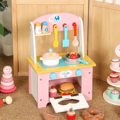 Wooden Multicolor Kitchen Set Toy Detachable Gas Stove Kitchen Children Play House My Store
