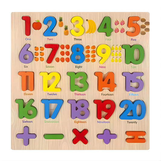 Wooden Number Learning Board 1-20 Mamakarttoys