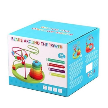 Wooden 2-in-1 Bead Maze and Rainbow Stacking Tower