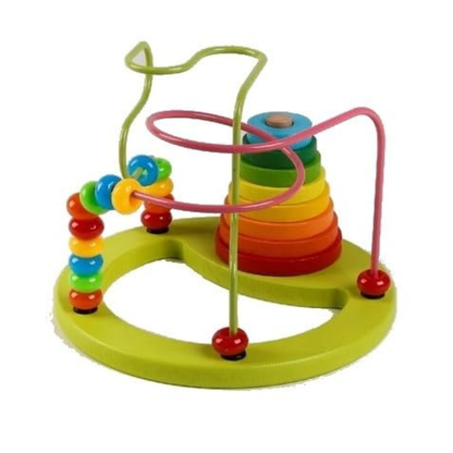 Wooden 2-in-1 Bead Maze and Rainbow Stacking Tower