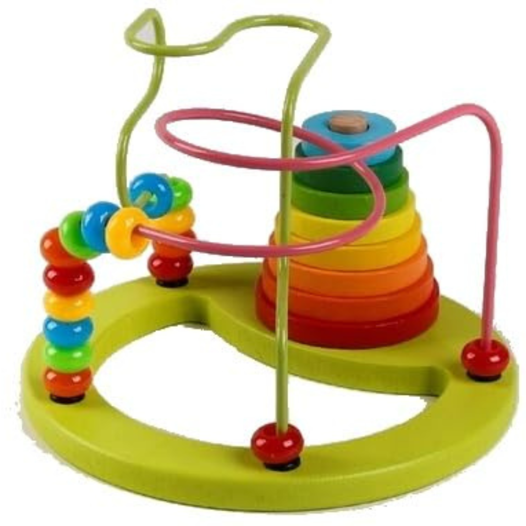 Wooden 2-in-1 Bead Maze and Rainbow Stacking Tower