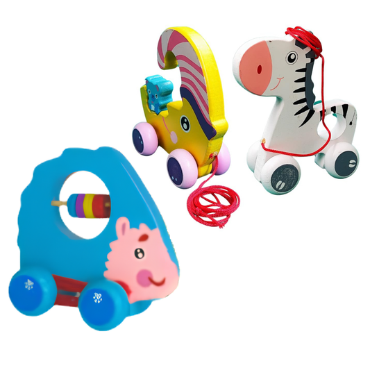 Wooden  Pull Along Toy Combo Mamakarttoys