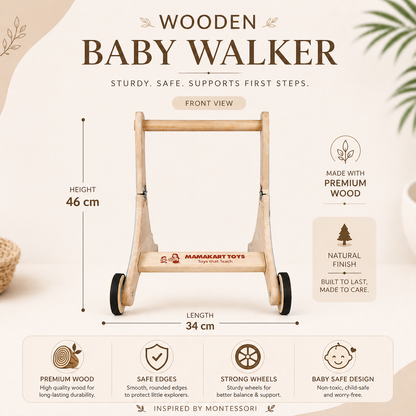 Olima 3-in-1 Wooden Baby Walker & Ride-On | Educational Toddler Toy