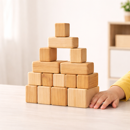 Wooden Blocks & magnetic train  - Lightweight as a Feather (20 PIECES)
