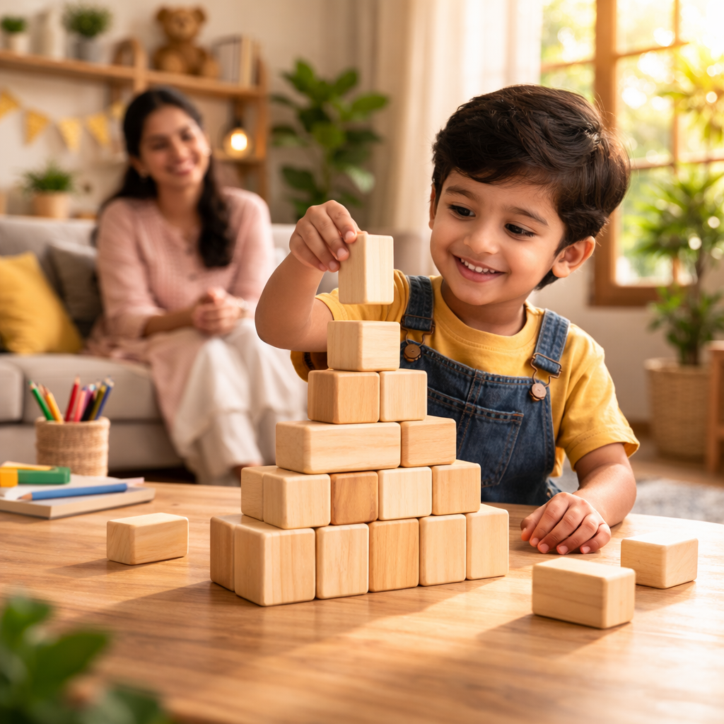 Wooden Blocks & magnetic train  - Lightweight as a Feather (20 PIECES)