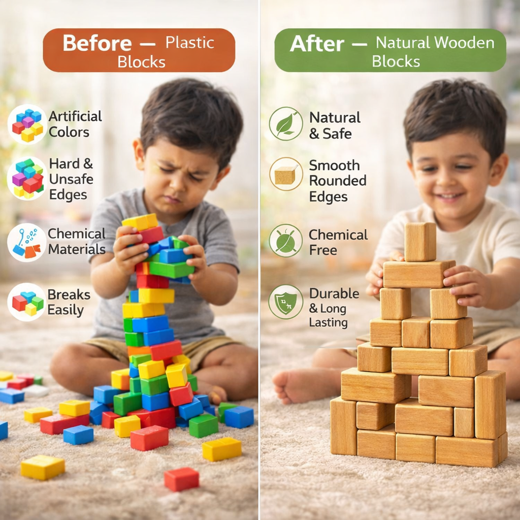 Wooden Blocks & magnetic train  - Lightweight as a Feather (20 PIECES)