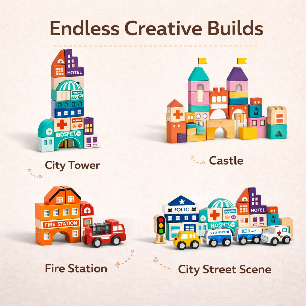 Educational City Building Blocks Set