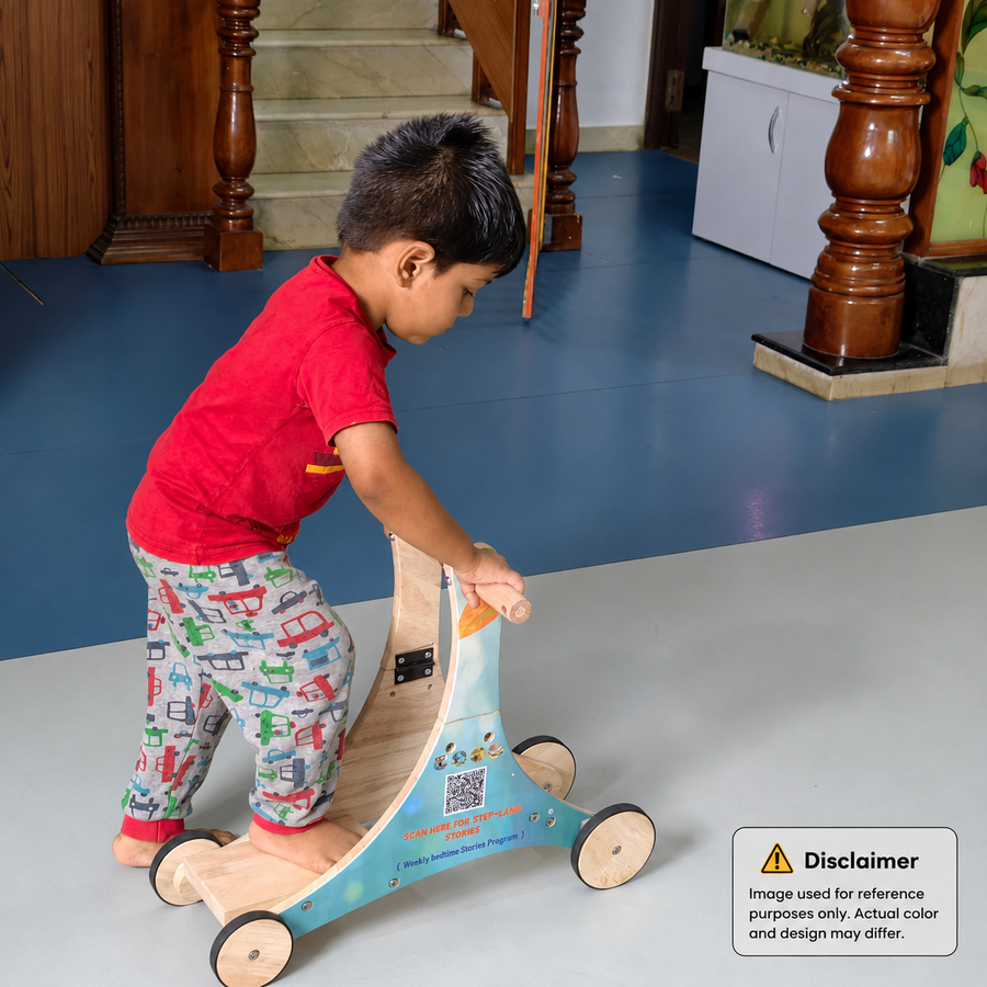 Olima 3-in-1 Wooden Baby Walker & Ride-On | Educational Toddler Toy Mamakarttoys