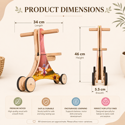 Olima 3-in-1 Wooden Baby Walker & Ride-On | Educational Toddler Toy