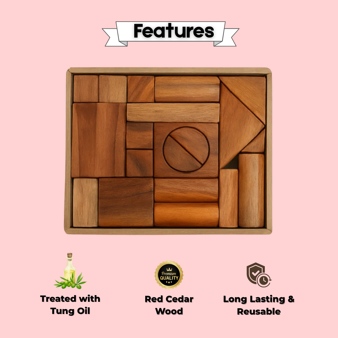 Wooden Blocks ( 25 pieces ) | Mamakarttoys