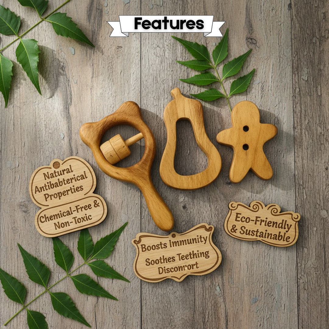 Wooden Teether Combo Age ( 0-12 Month)
