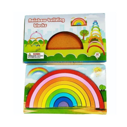 Rainbow  Building Blocks Stacking  | Premium Wooden Material Mamakarttoys
