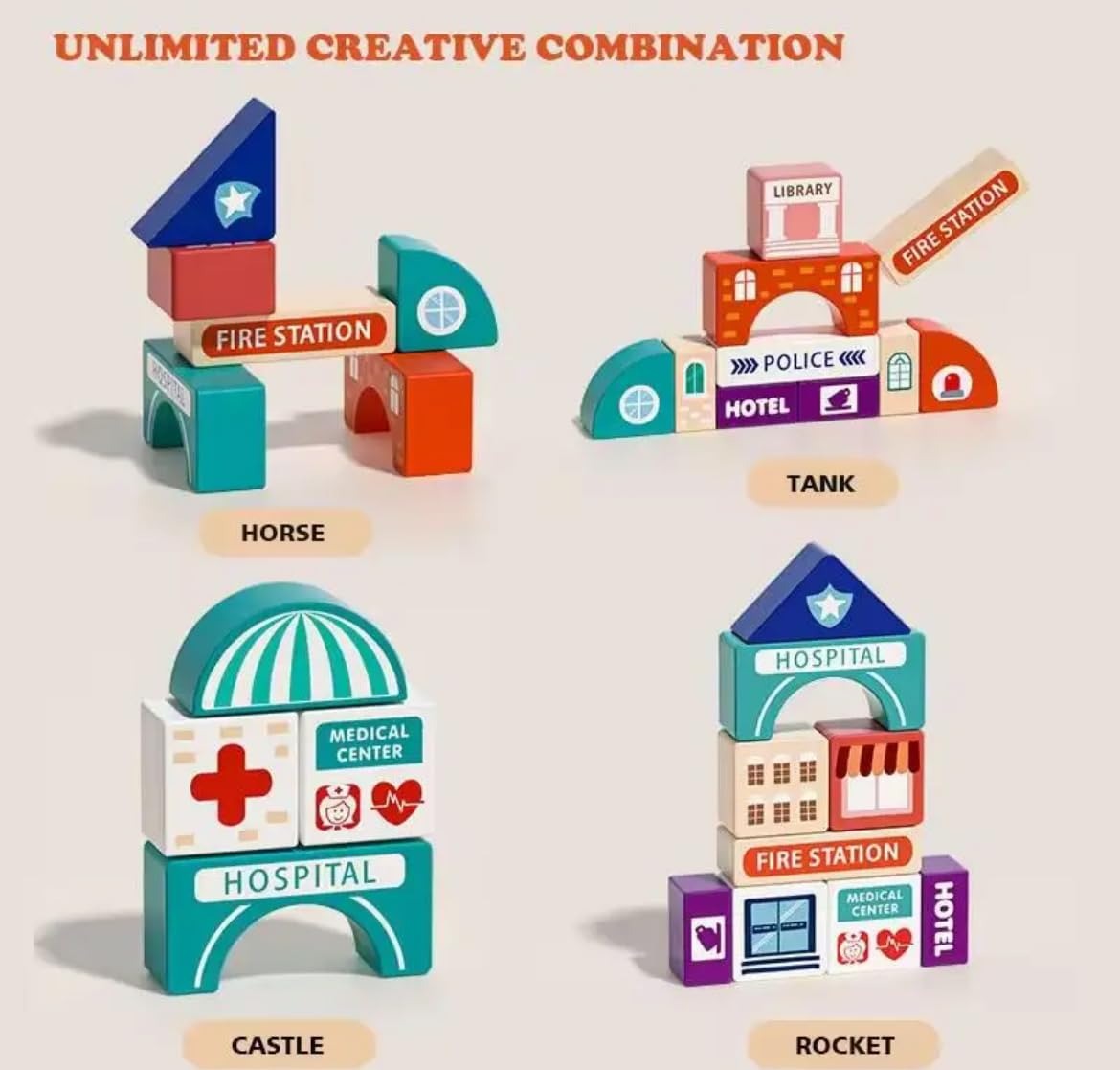 Educational City Building Blocks Set