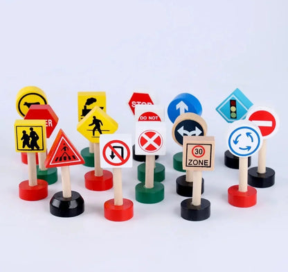 Wooden Traffic Signs-Educational Toy Mamakarttoys