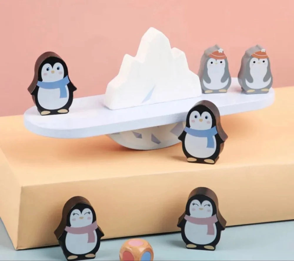 Wooden Penguin Balancing Game, 0-3 Yrs Mamakarttoys