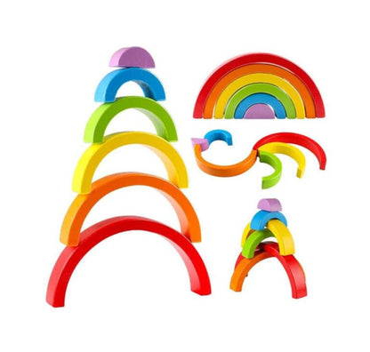 Rainbow  Building Blocks Stacking  | Premium Wooden Material Mamakarttoys